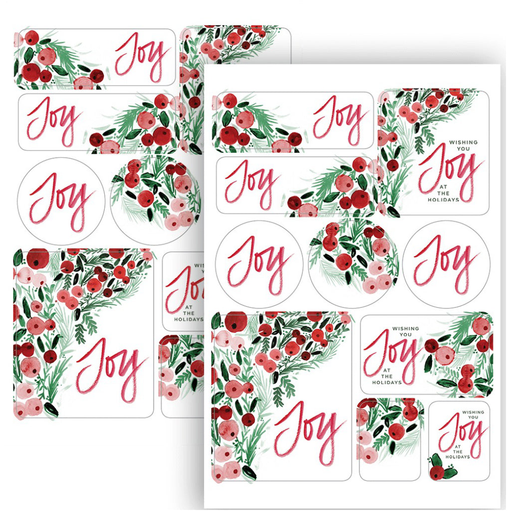 Botanical Joy Boxed Christmas Cards Stickers