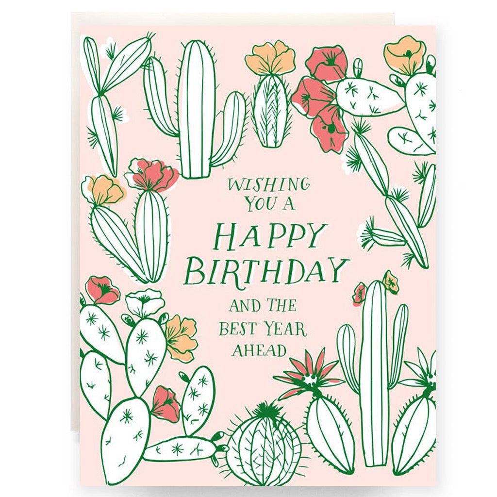 Cactus Toile Birthday Card