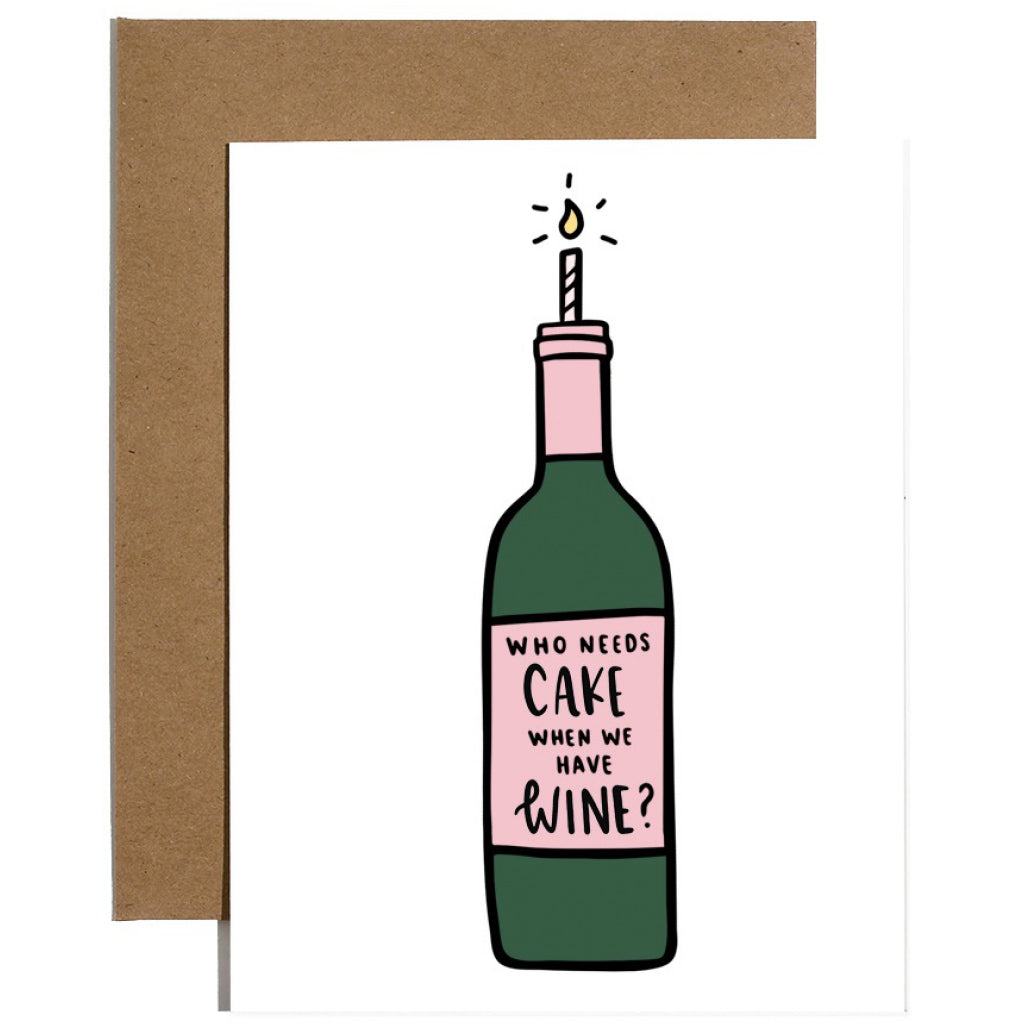 Cake Wine Birthday Card