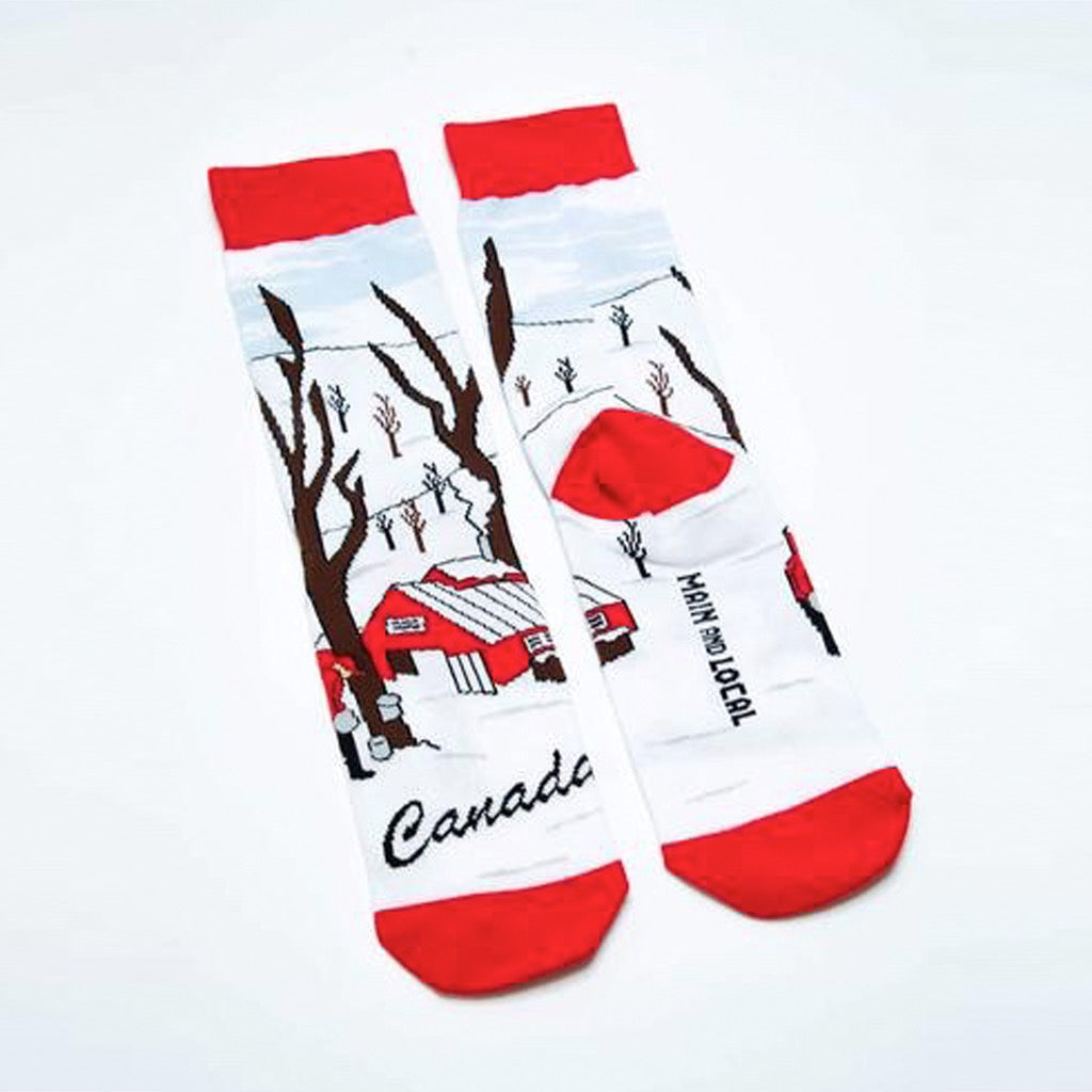 Back of Canadian Maple Syrup Can Socks.