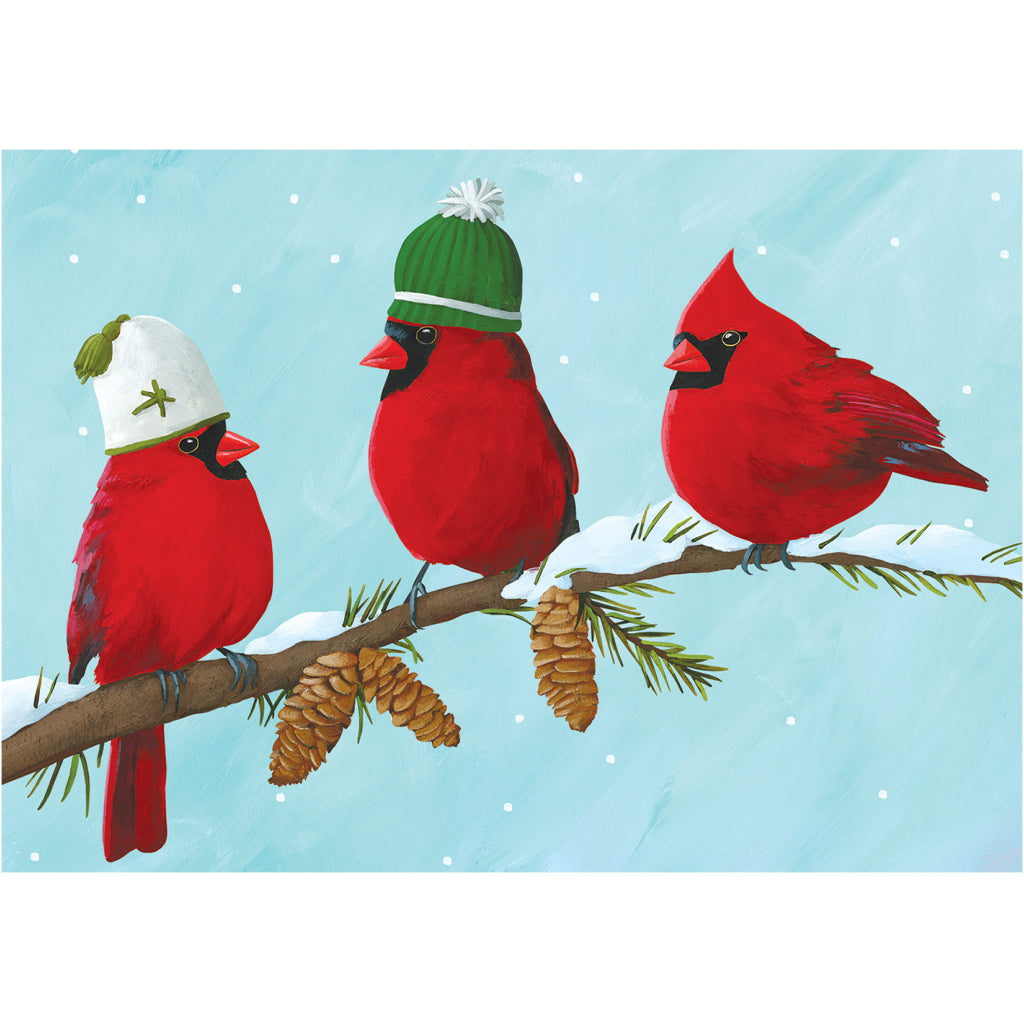 Cardinals In Hats Boxed Holiday Cards