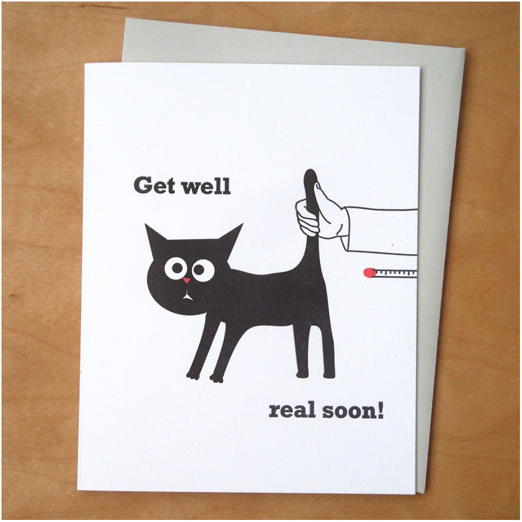 Cat Thermometer Get Well Card