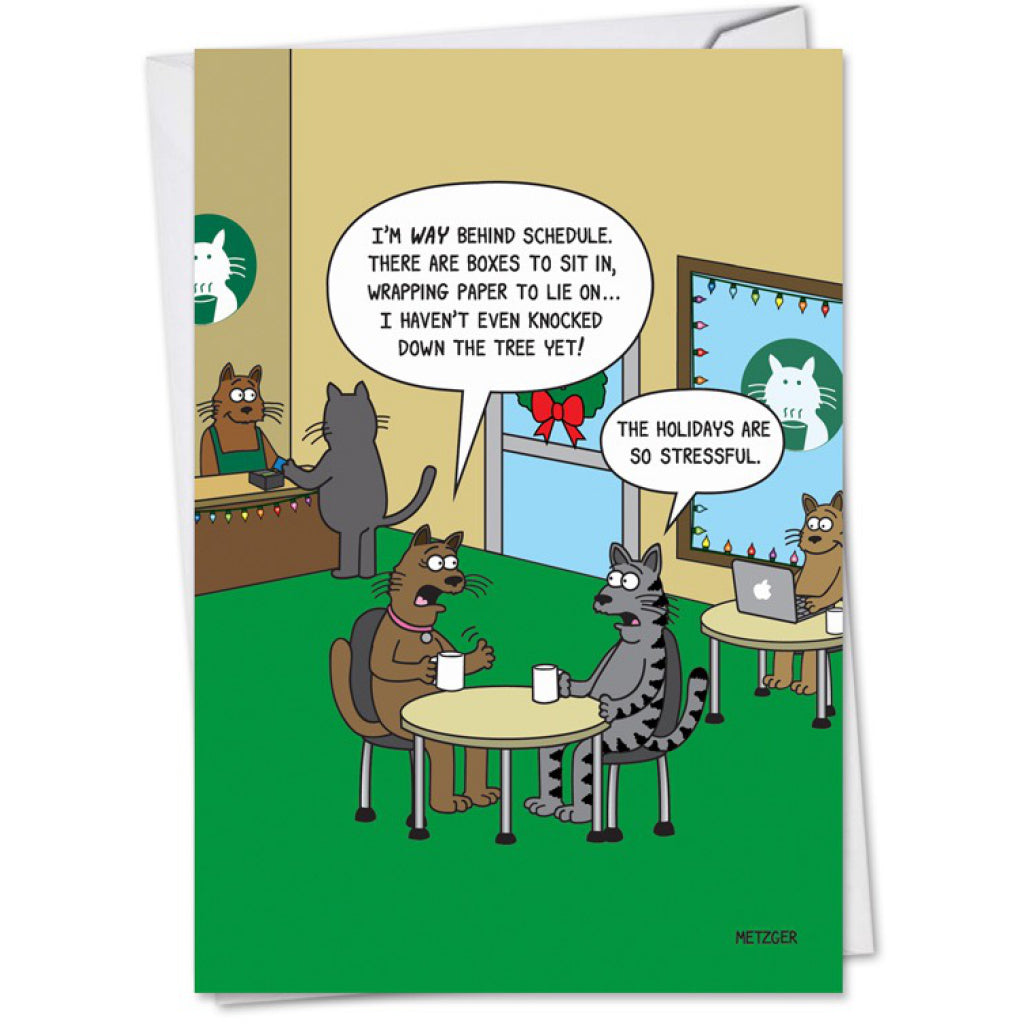 Cats Behind Holiday Schedule Card