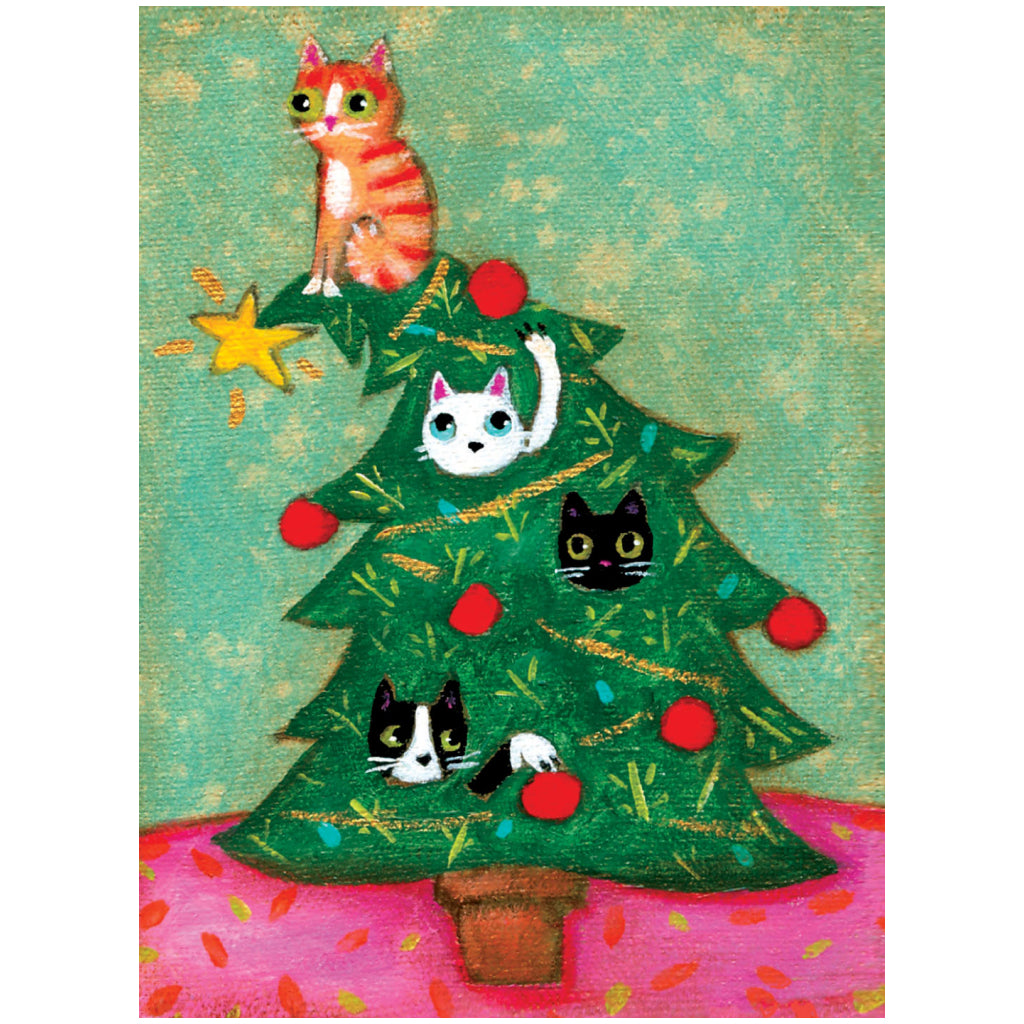 Cats In Tree Boxed Holiday Cards