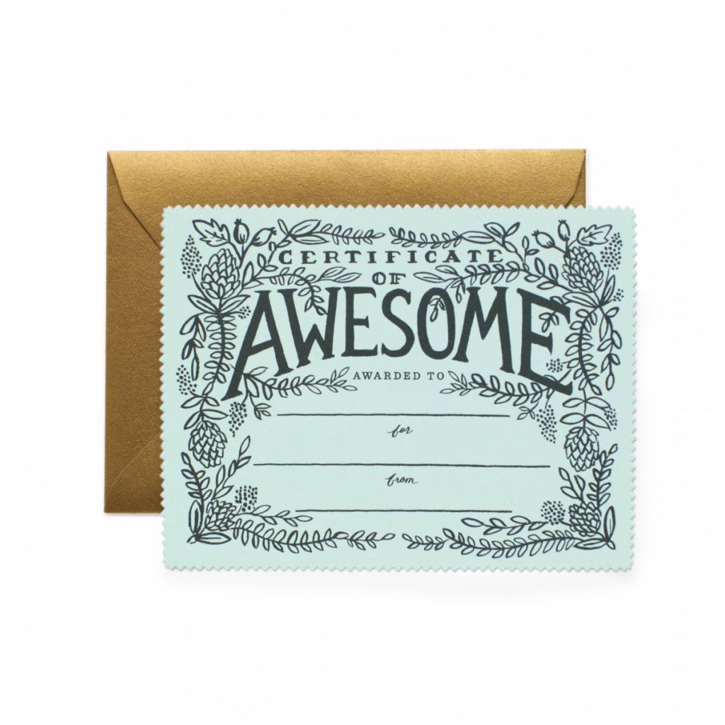 Certificate Of Awesome Card