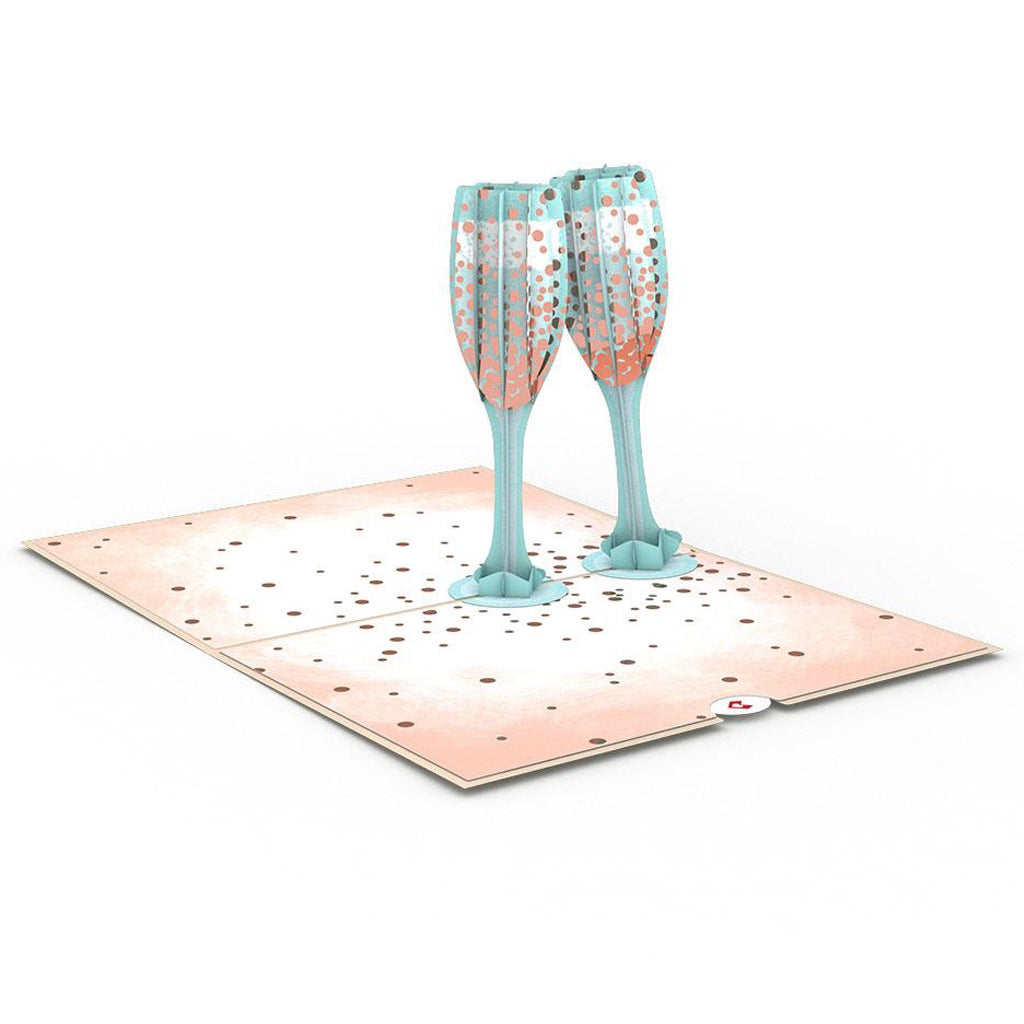 Champagne Toast 3D Pop Up Card Open