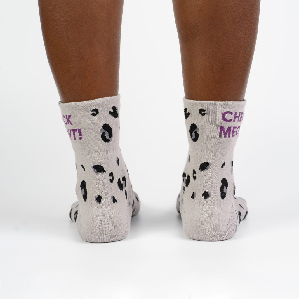 Check Meowt Quarter-Turn Cuff Women's Socks Back
