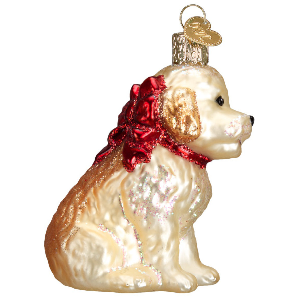Side view of Cockapoo Puppy Ornament.