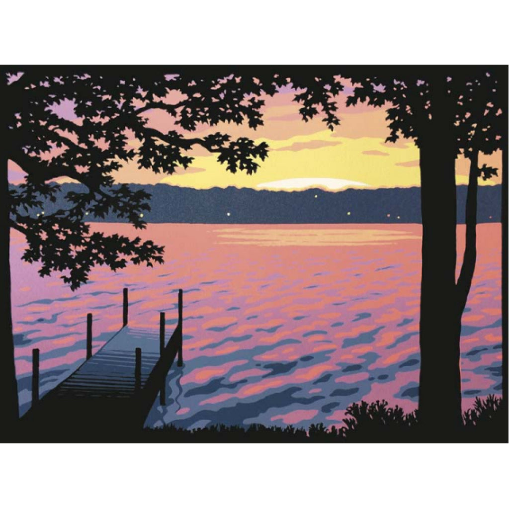 Cottage Dock Sunset Card