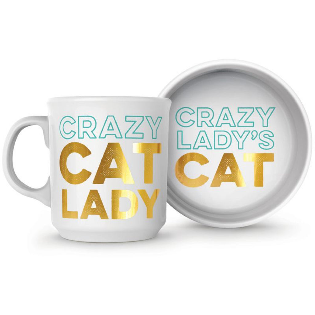 Crazy Cat Lady Ceramic Mug & Cat Bowl Set