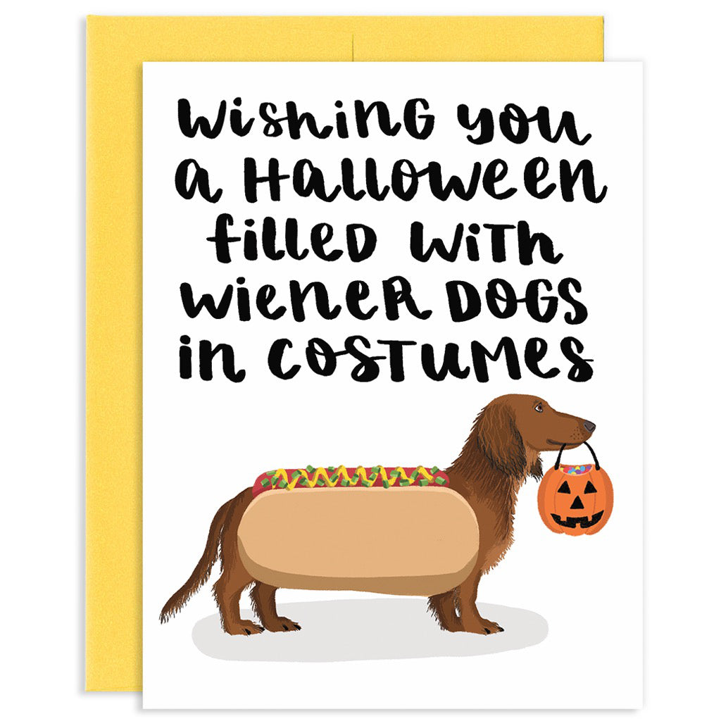 Dachshund Hot Dog Halloween Card