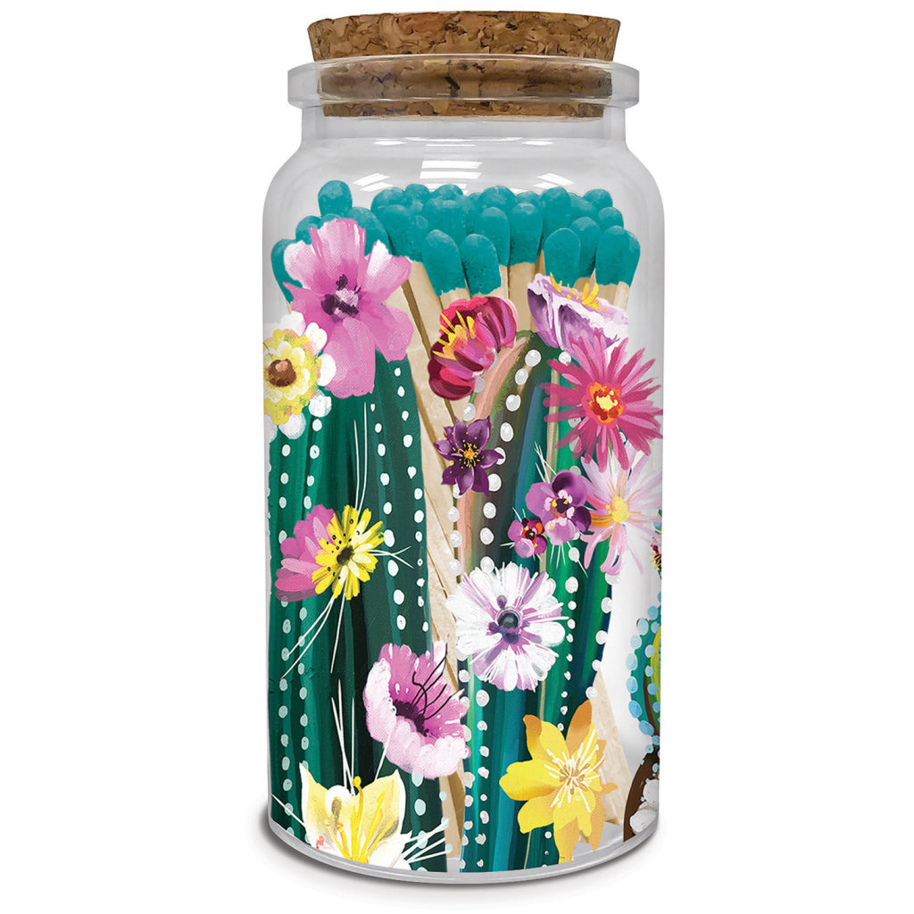 Desert Blossoms Safety Matches In Printed Glass Jar
