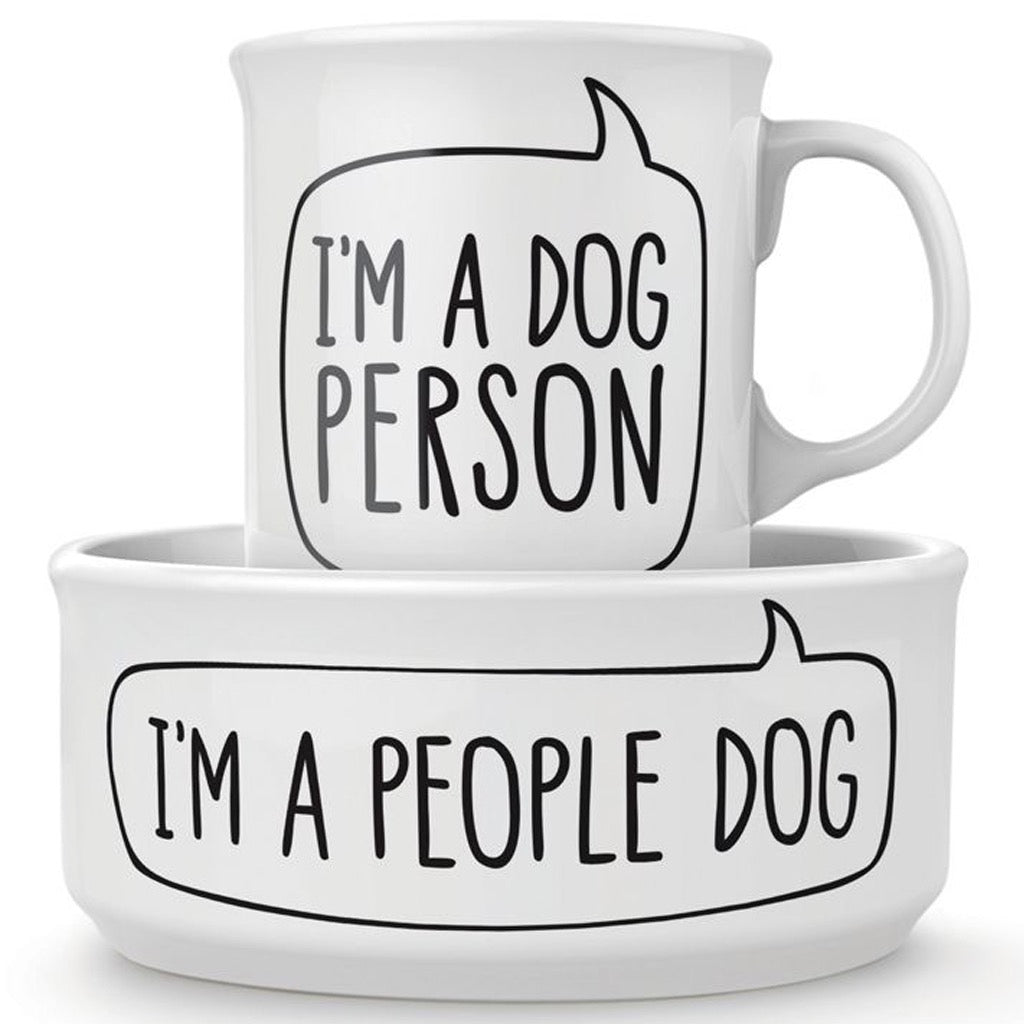 Dog Person Ceramic Mug & Cat Bowl Set