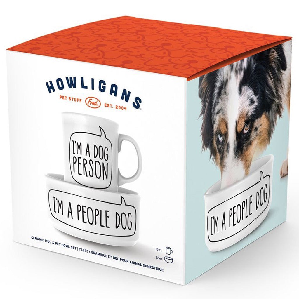 Dog Person Ceramic Mug & Cat Bowl Set Packaged