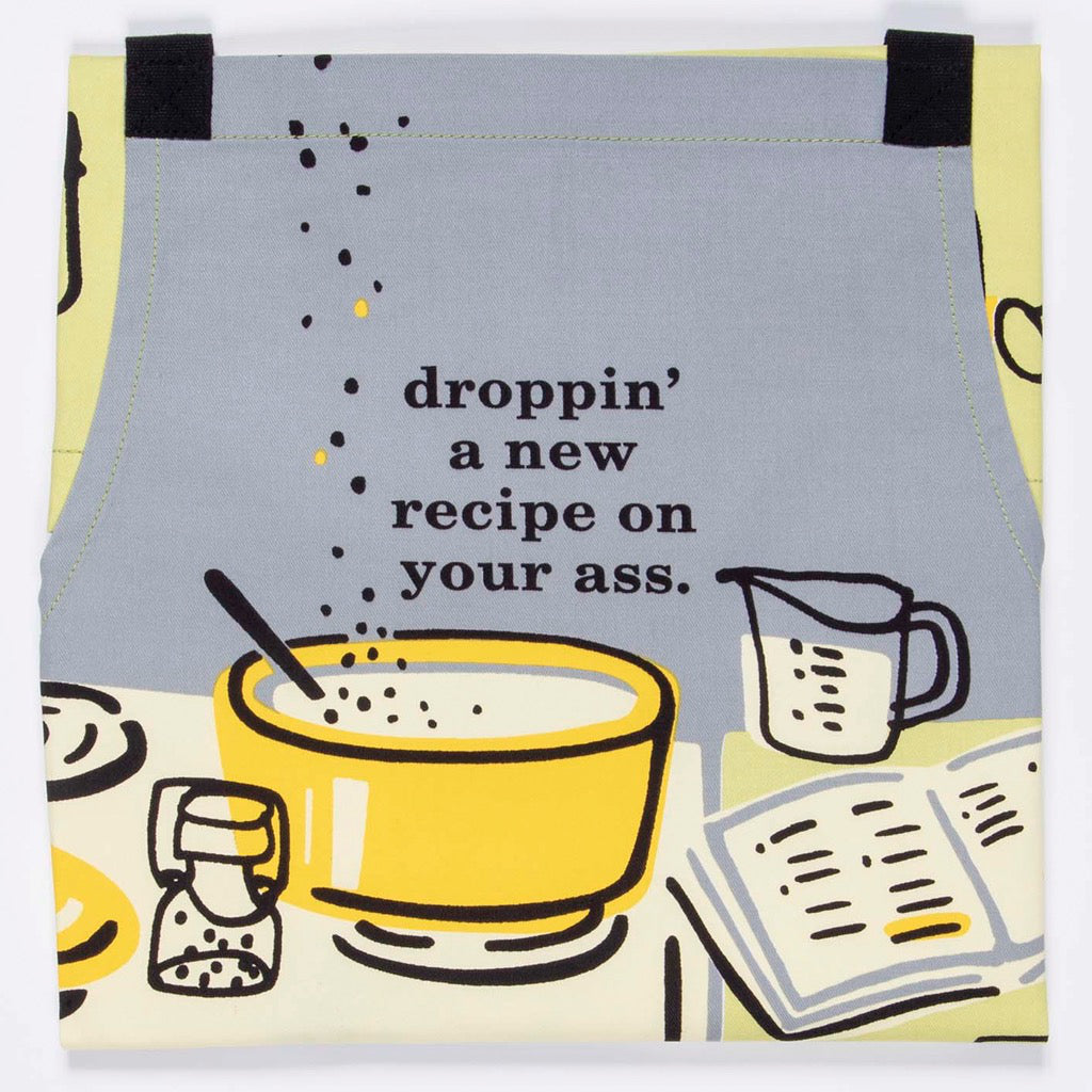 Detail of Droppin' A Recipe Apron.
