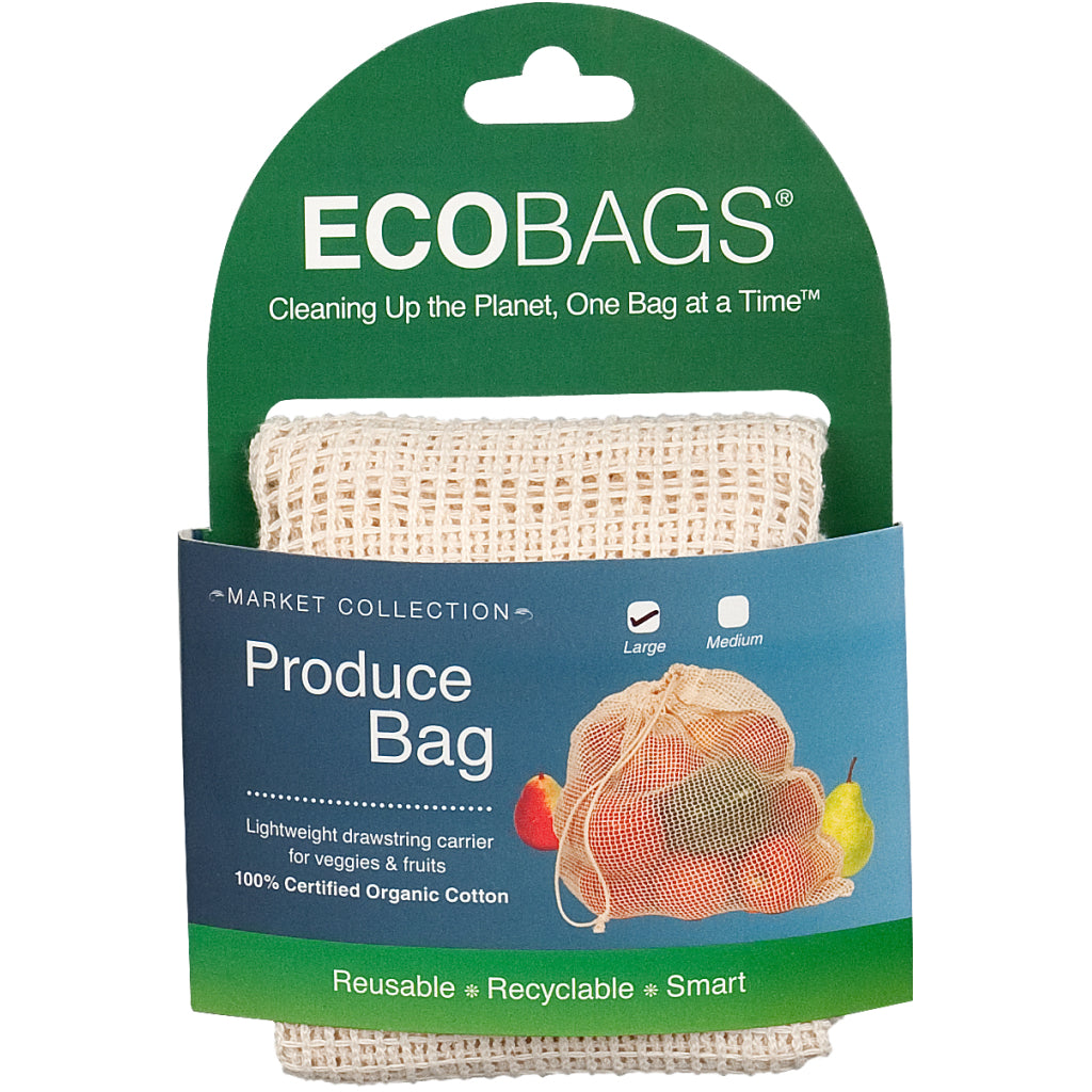 Organic Cotton Net Drawstring Produce Bag Large