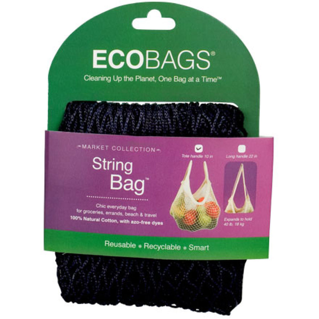 Tote Handle String Bag Black