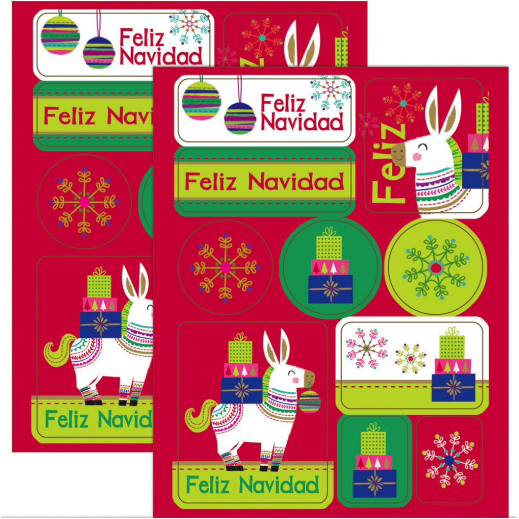 Stickers of Feliz Navidad Boxed Christmas Cards.