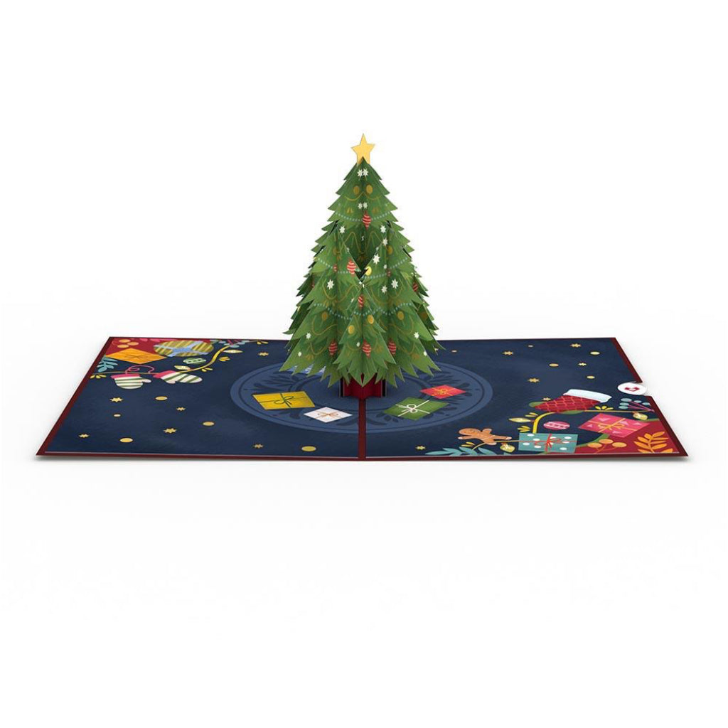 Festive Christmas Tree 3D Pop Up Card Full view
