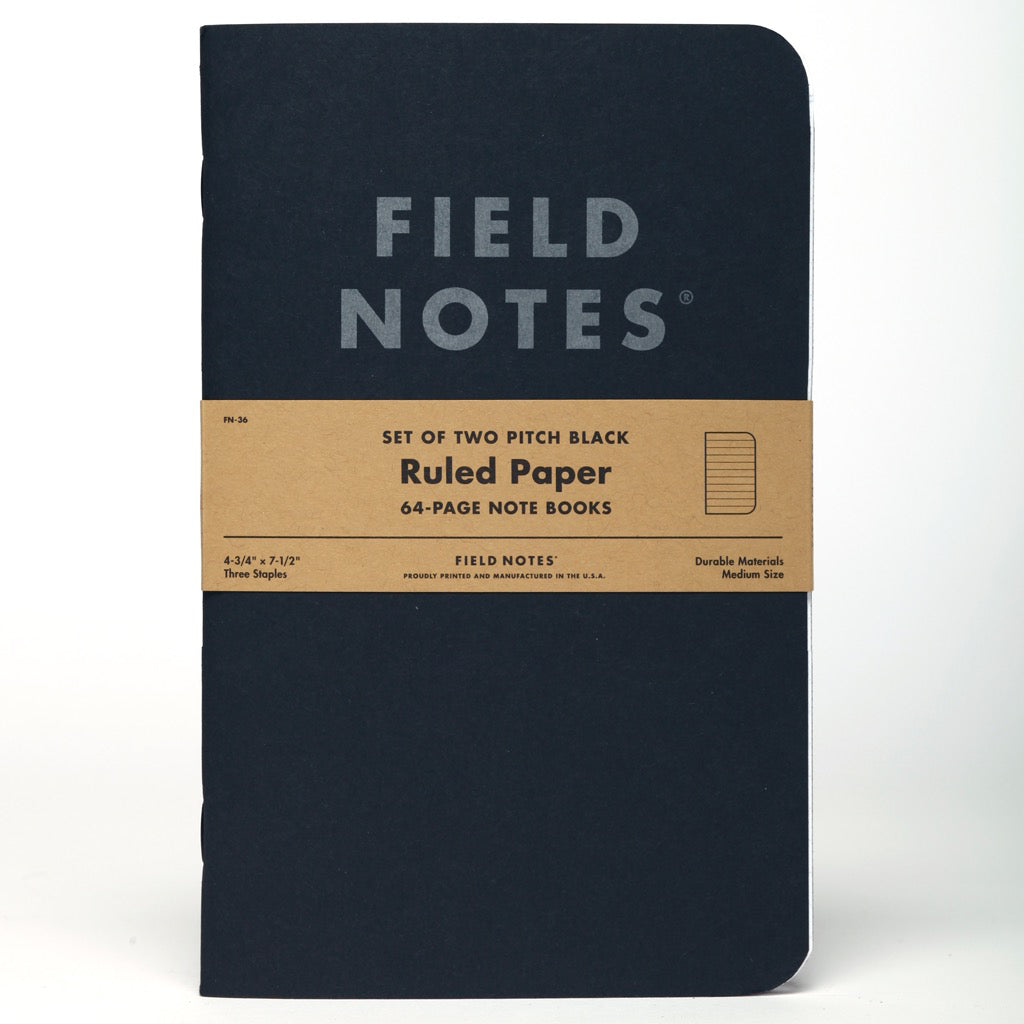 Field Notes Pitch Black Large Ruled 2-Pack Notebooks