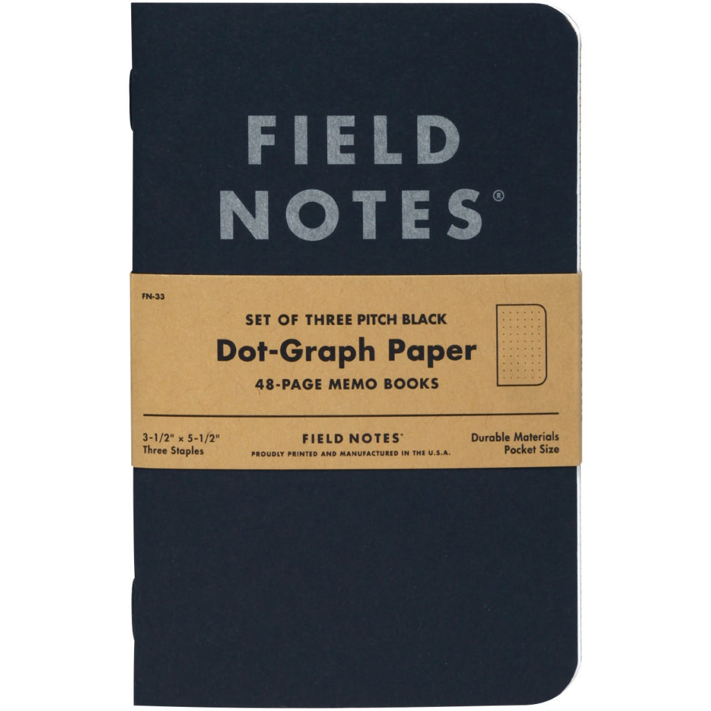 Field Notes Pitch Black Small Dot 3-Pack Notebooks