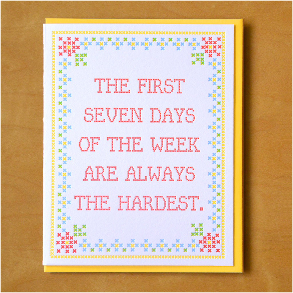 First Seven Days Of The Week Card