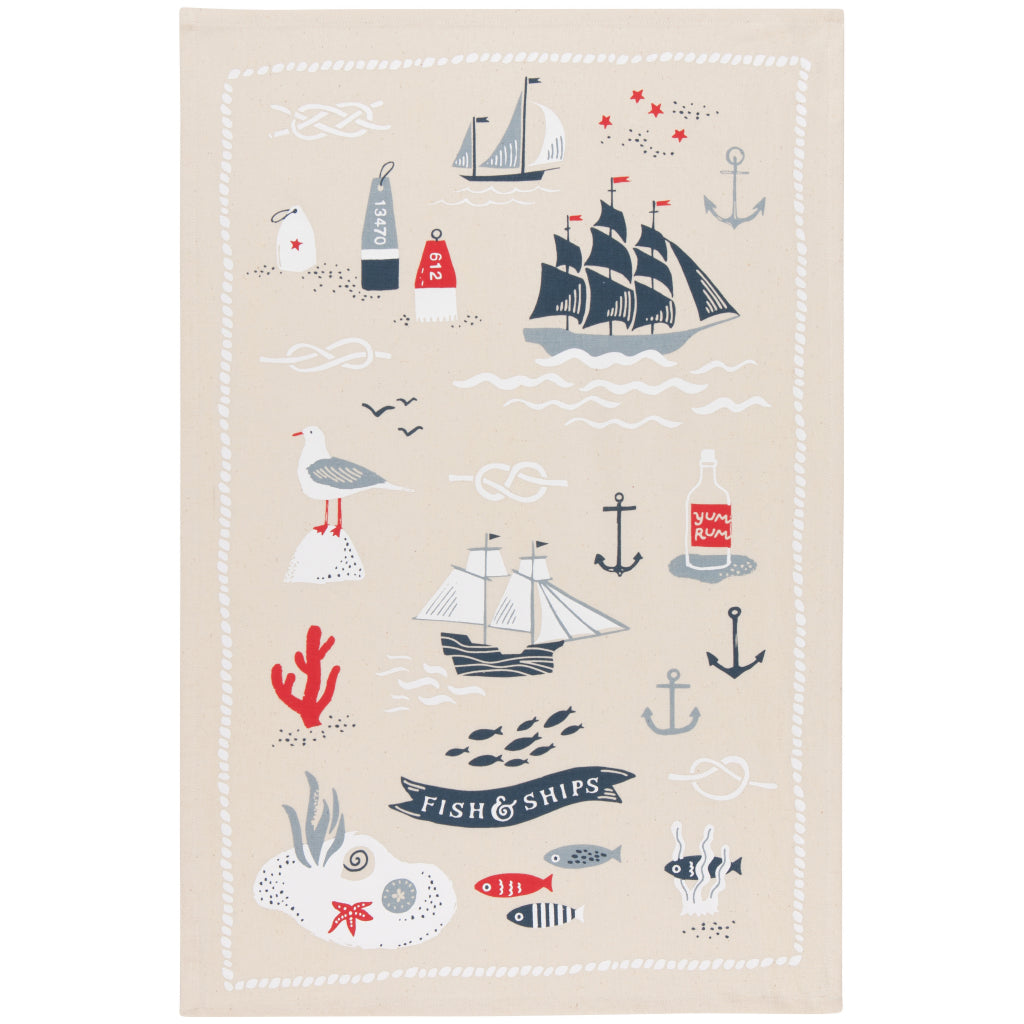 Fish & Ships Tea Towel