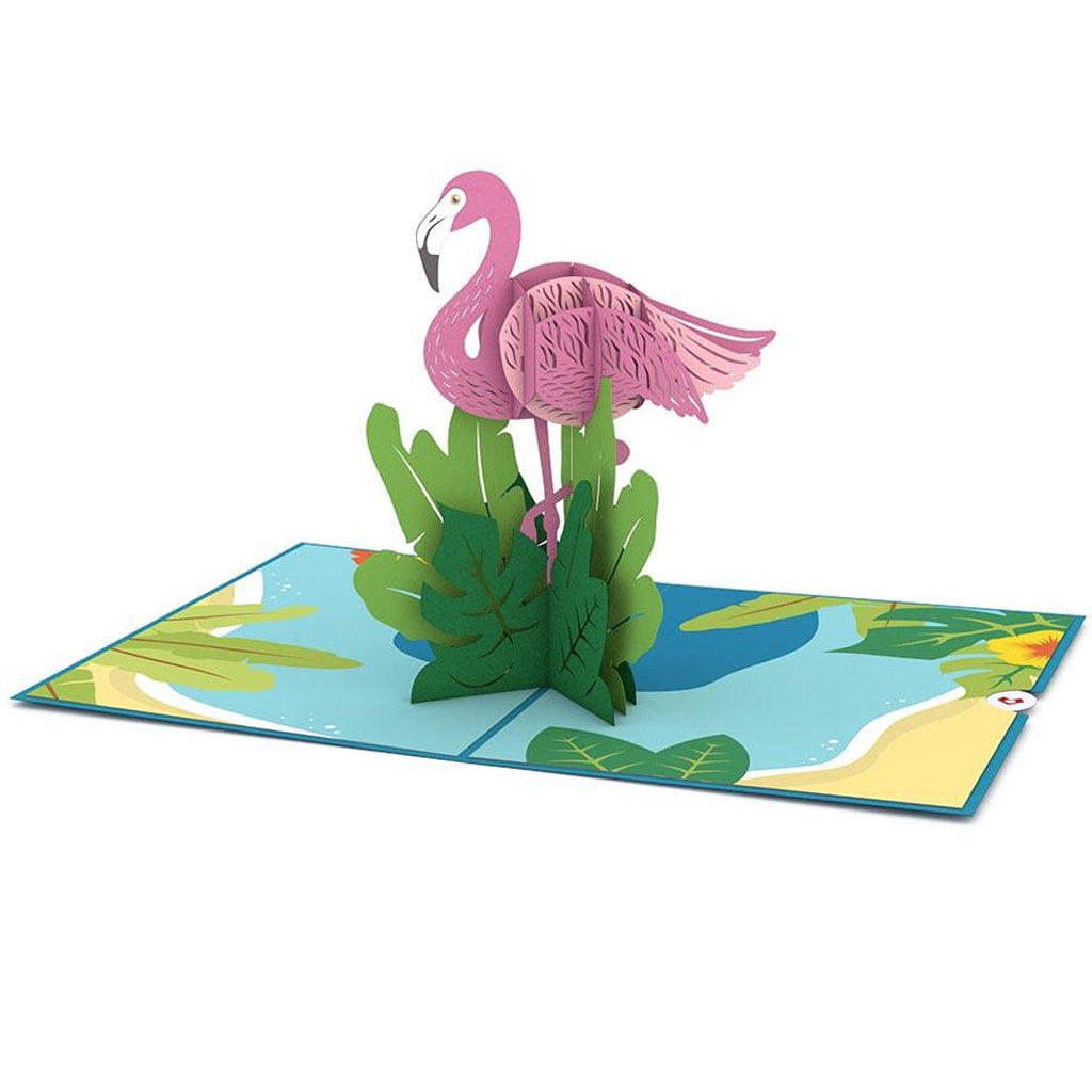 Flamingo 3D Pop Up Card Open