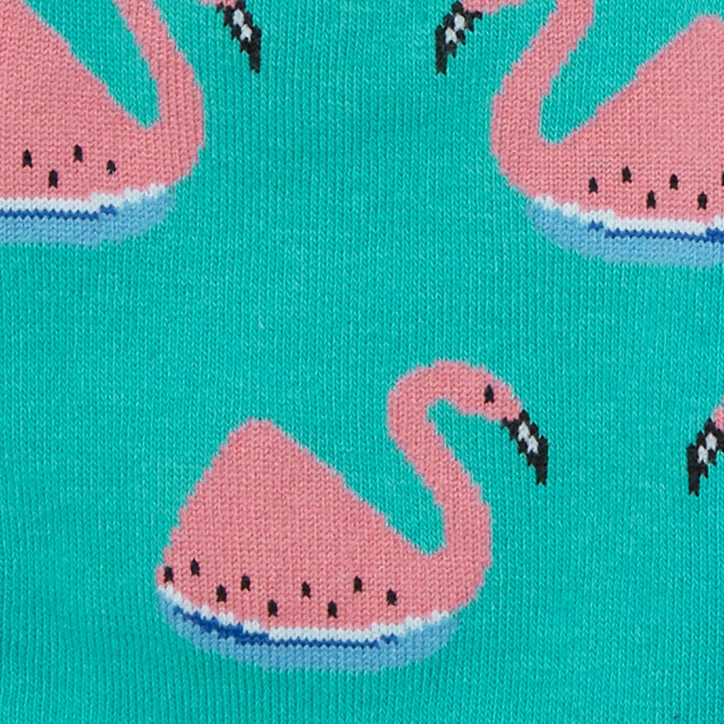 Detail of Flamingo Watermelon Women's Crew Socks.