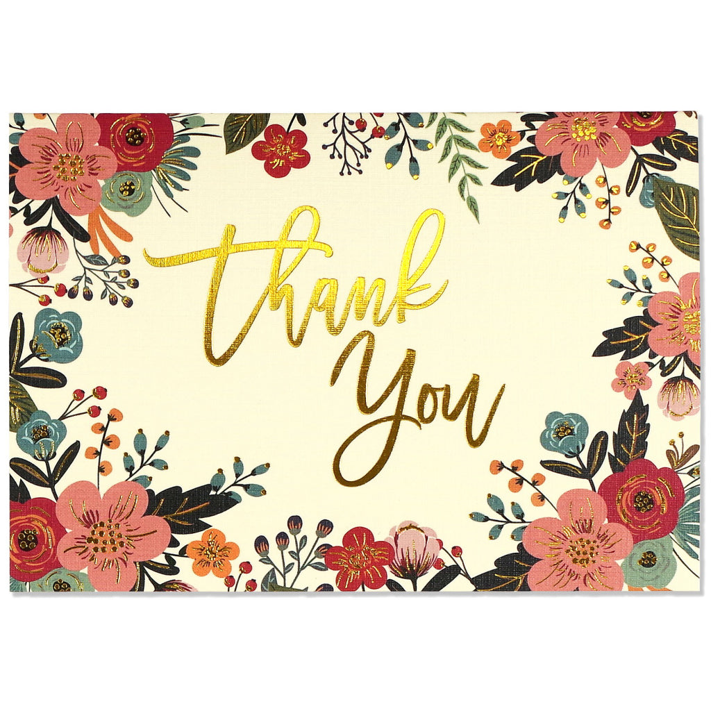 Floral Frame Thank You Boxed Notecards