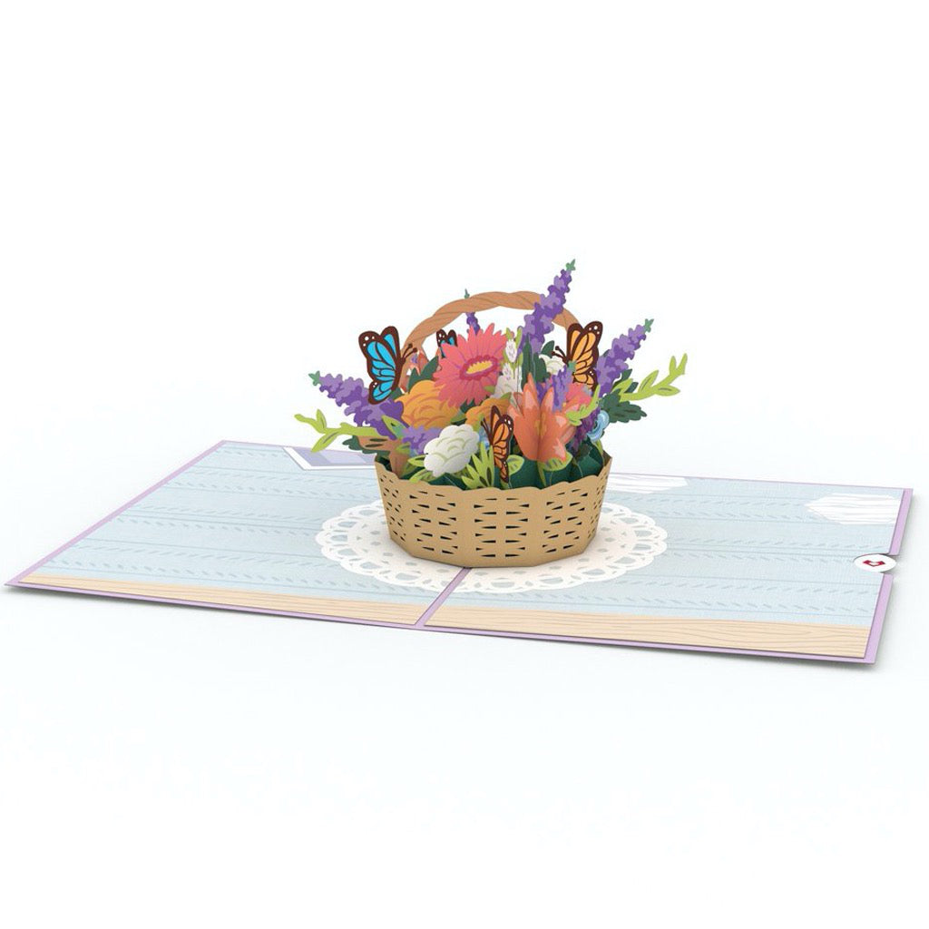 Flower Basket 3D Pop Up Card Open