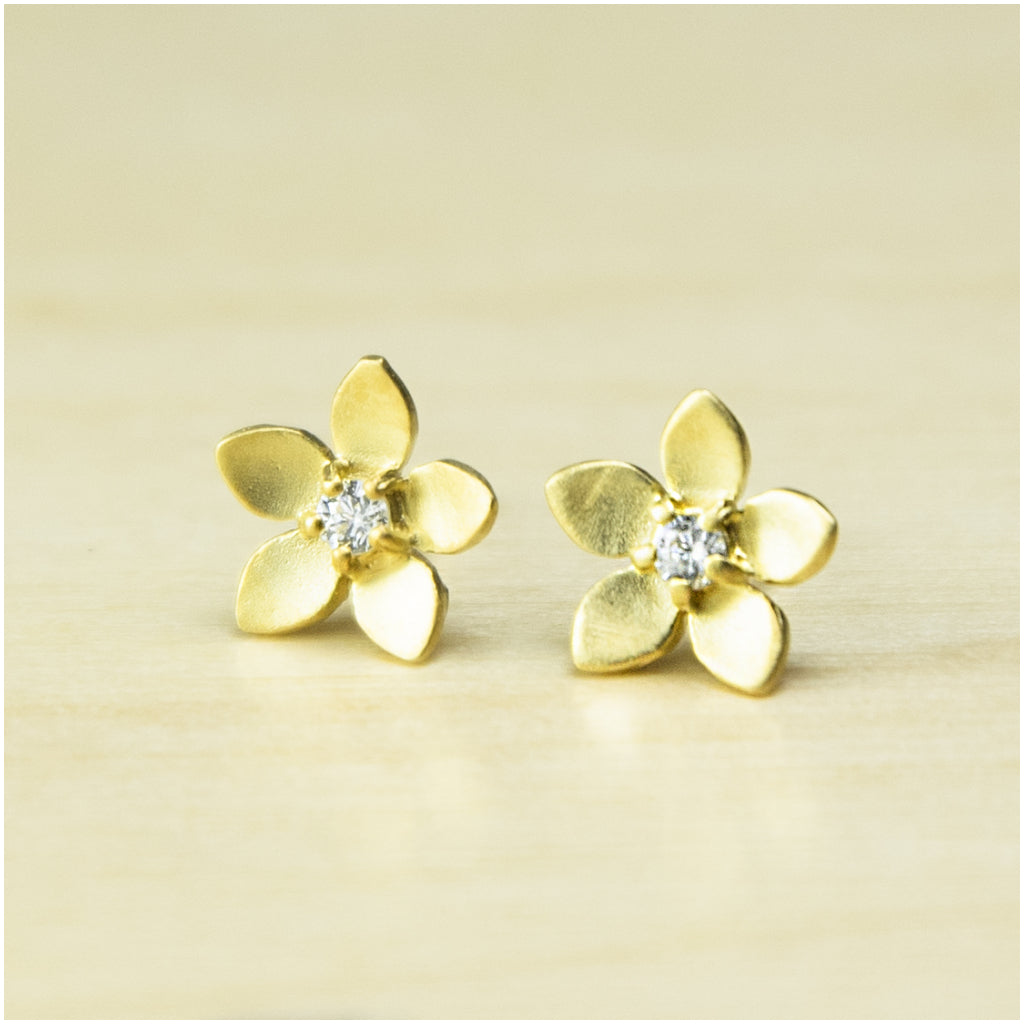 Flower Stud Earrings 14K Gold Vermeil
