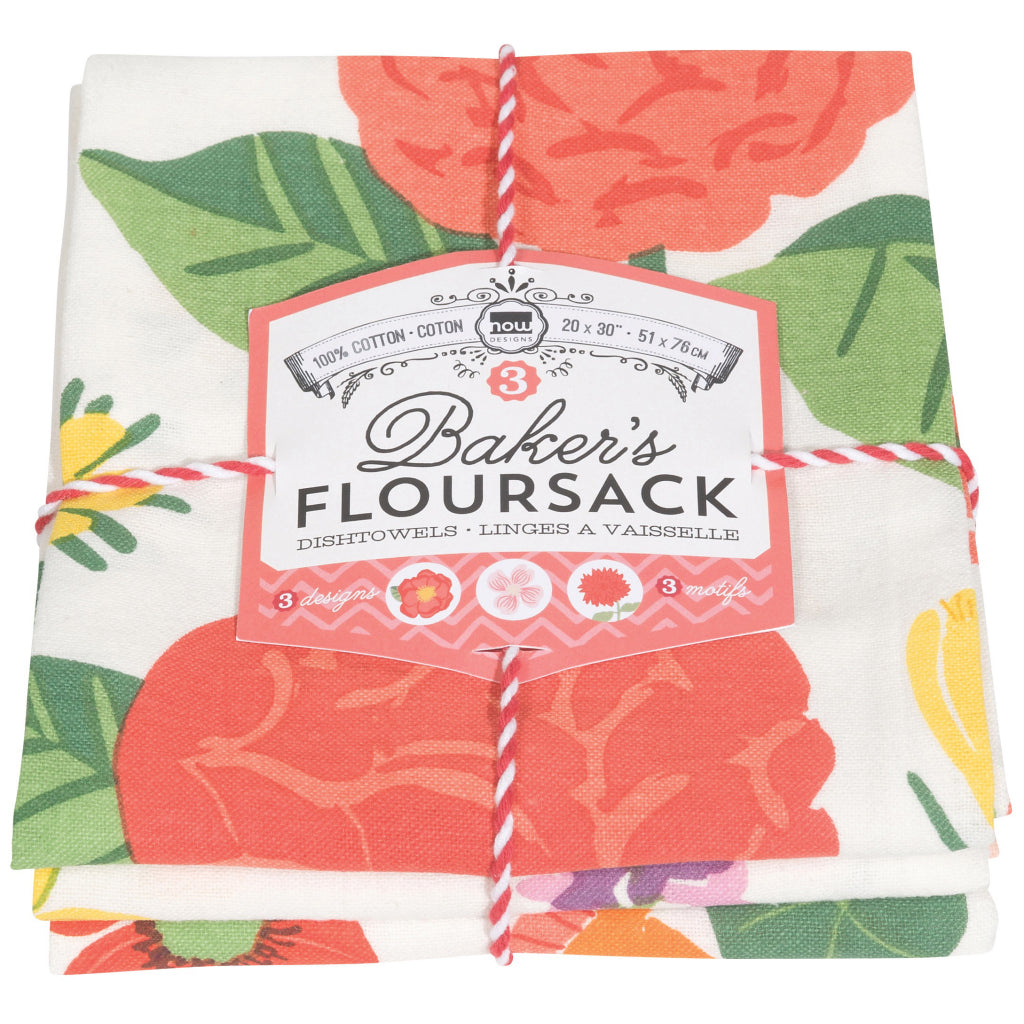 Flowers Of The Month Baker's Floursack Dishtowels Set of 3