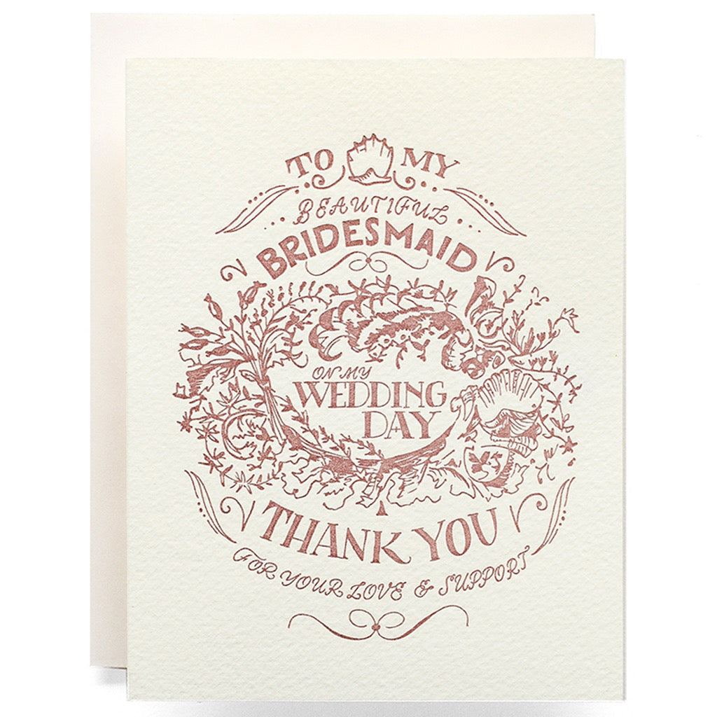 For My Bridesmaid On My Wedding Day Card