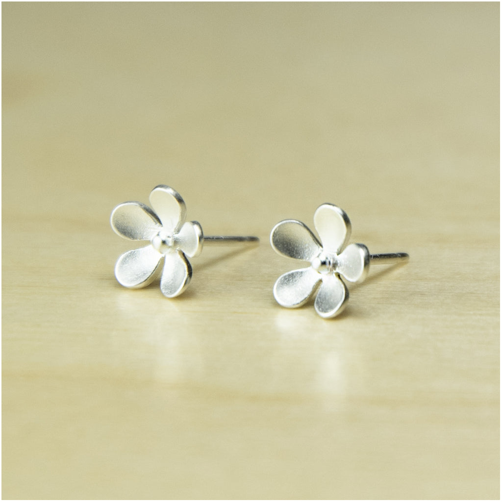 Forget Me Knot Stud Earrings Brushed Sterling Silver