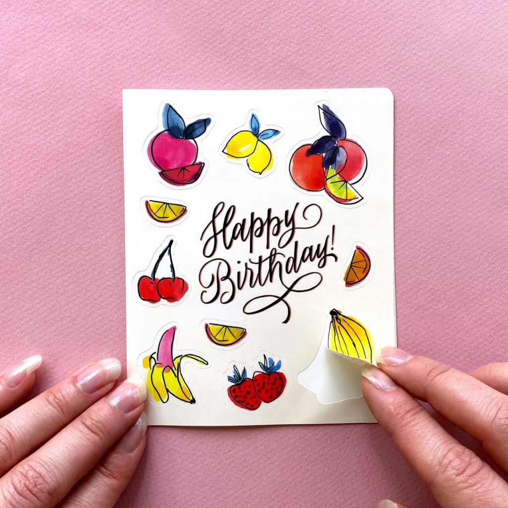 Fruity Sticker Sheet Birthday Card Lifestyle
