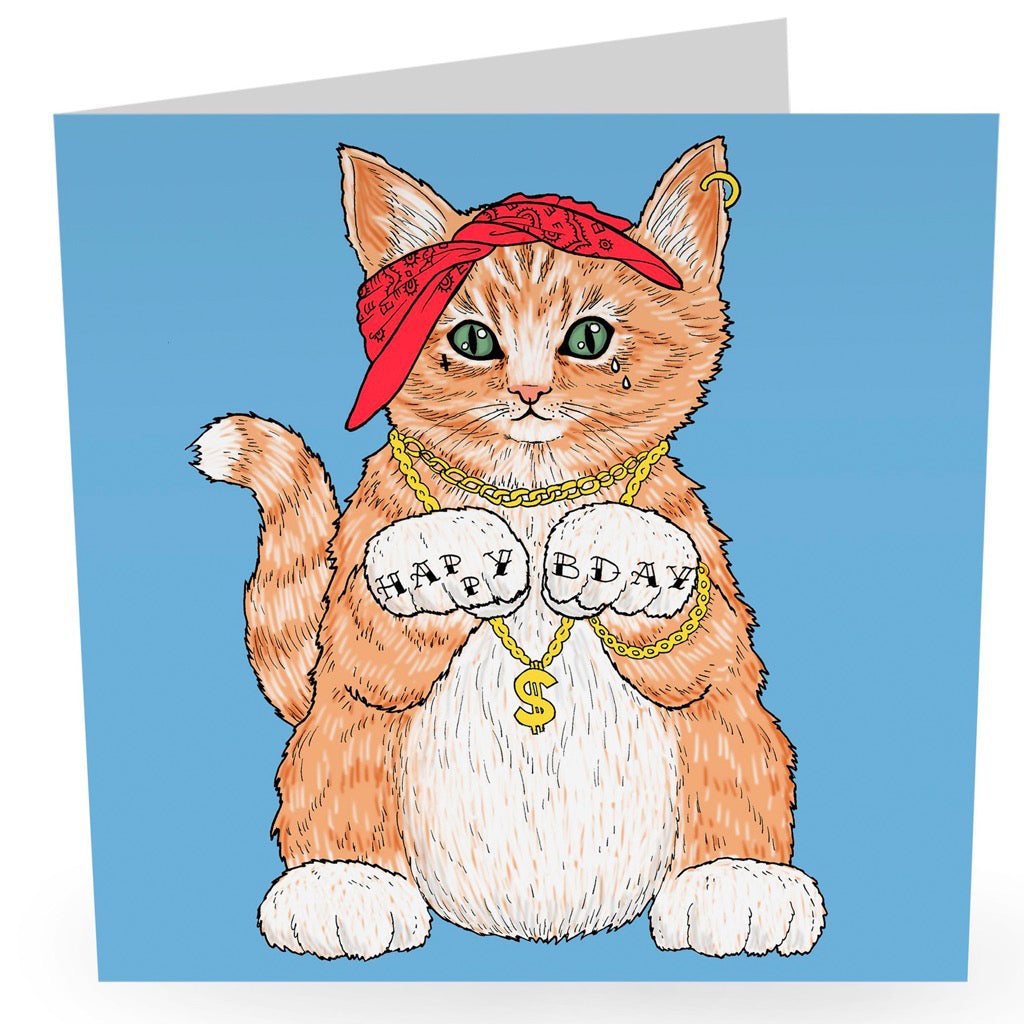Gangsta Cat Birthday Card