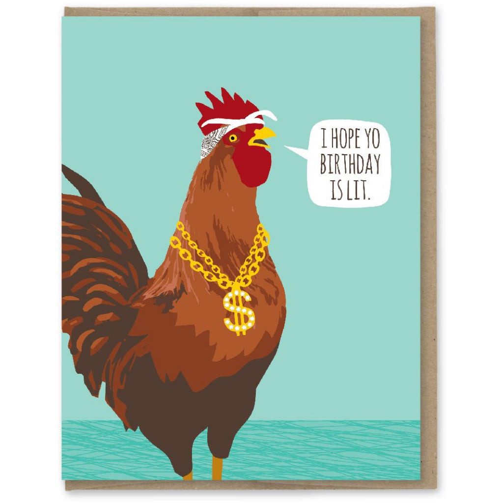 Gangsta Rooster Lit Birthday Card