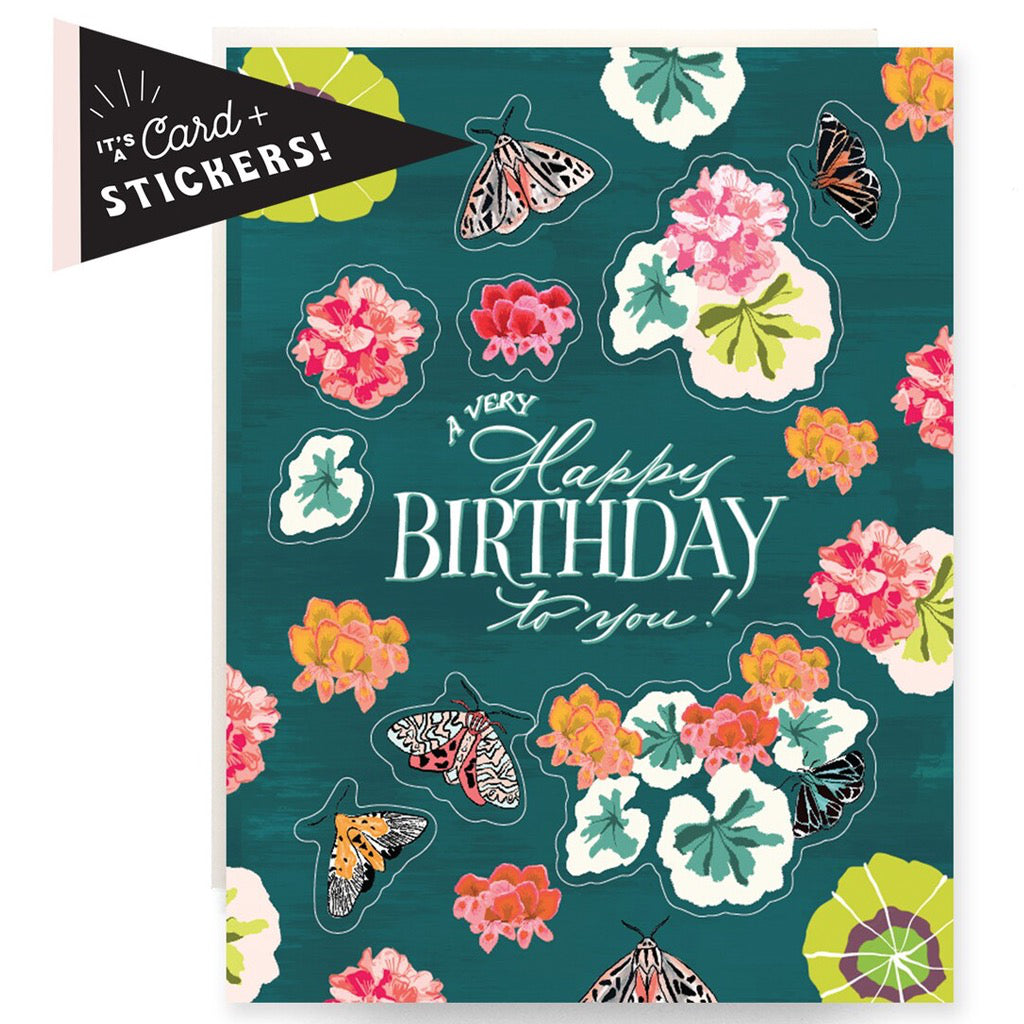 Geranium Sticker Sheet Birthday Card