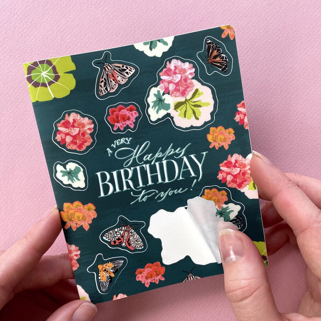 Geranium Sticker Sheet Birthday Card Lifestyle