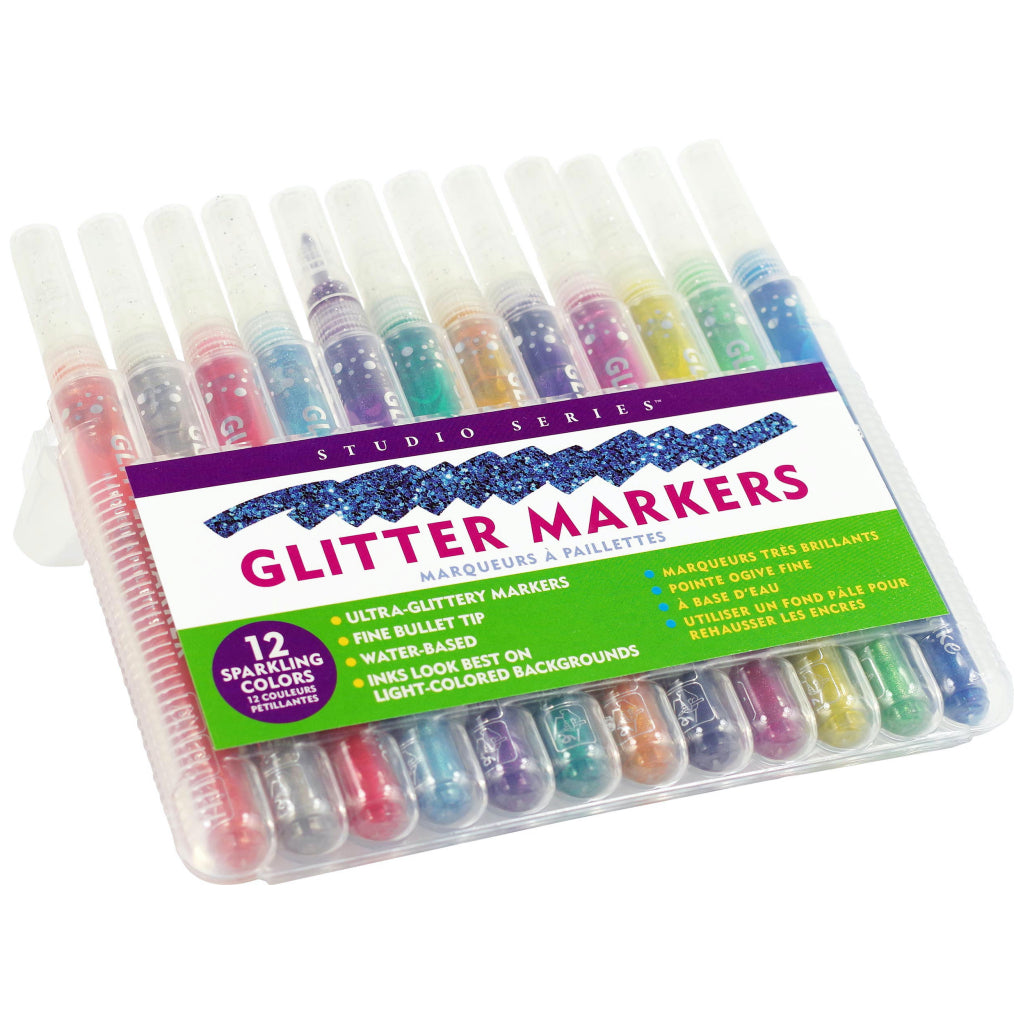 Glitter Markers Set of 12 Open