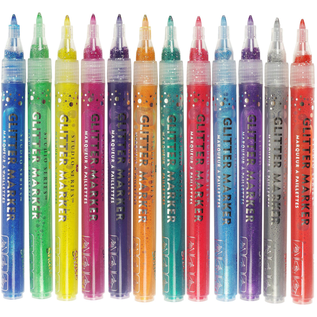Glitter Markers Set of 12 Unpackaged