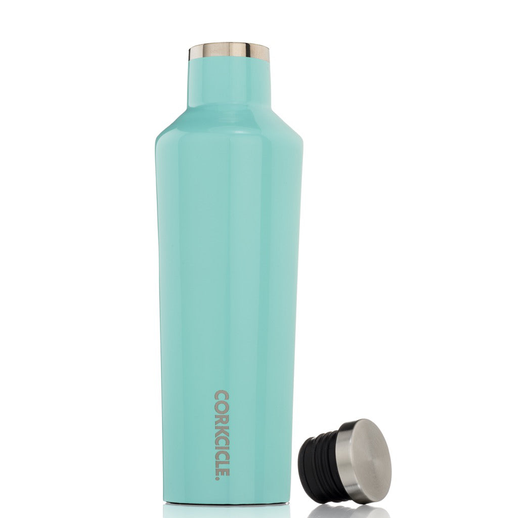 Gloss Turquoise Canteen 16oz Lid off