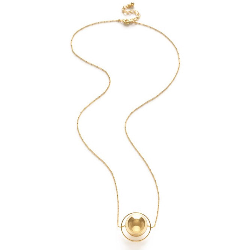 Full view of Golden Sphere Necklace.