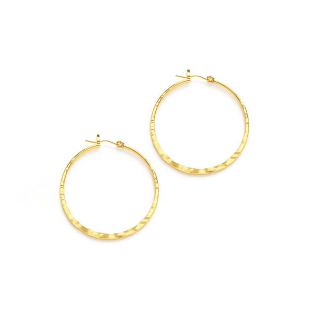 Hammered Hoop Gold Earrings