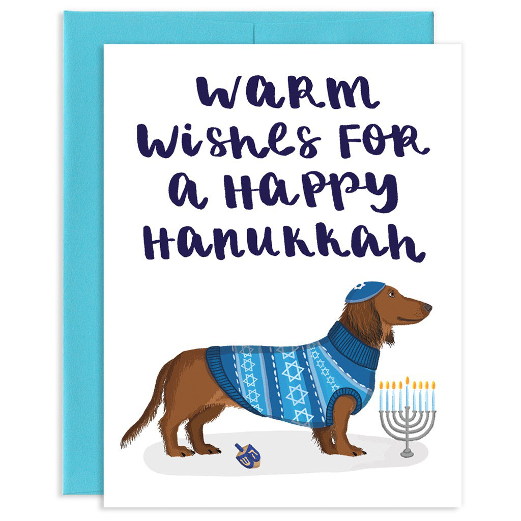 Hanukkah Warm Wishes Dachshund Card