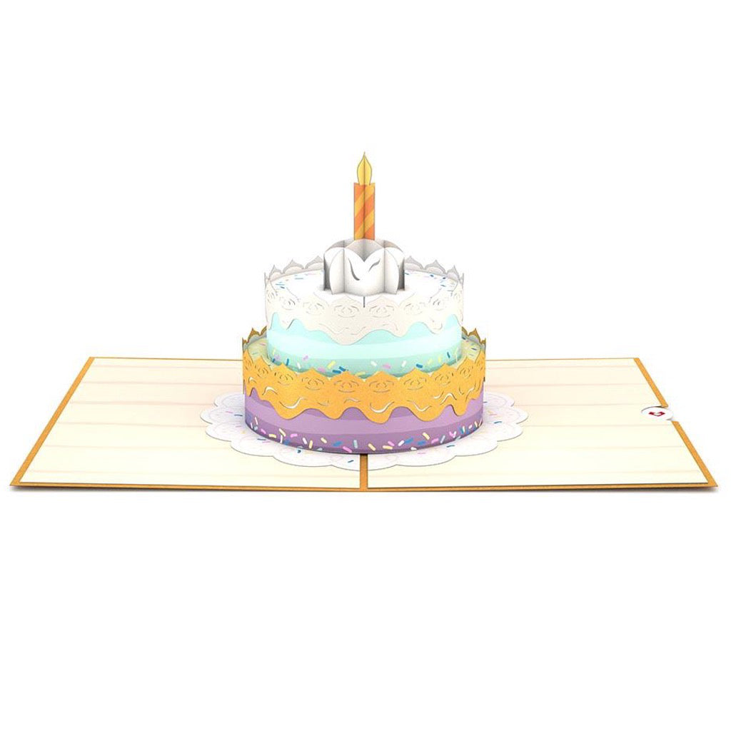 Happy Birthday Cake 3D Pop Up Card Open