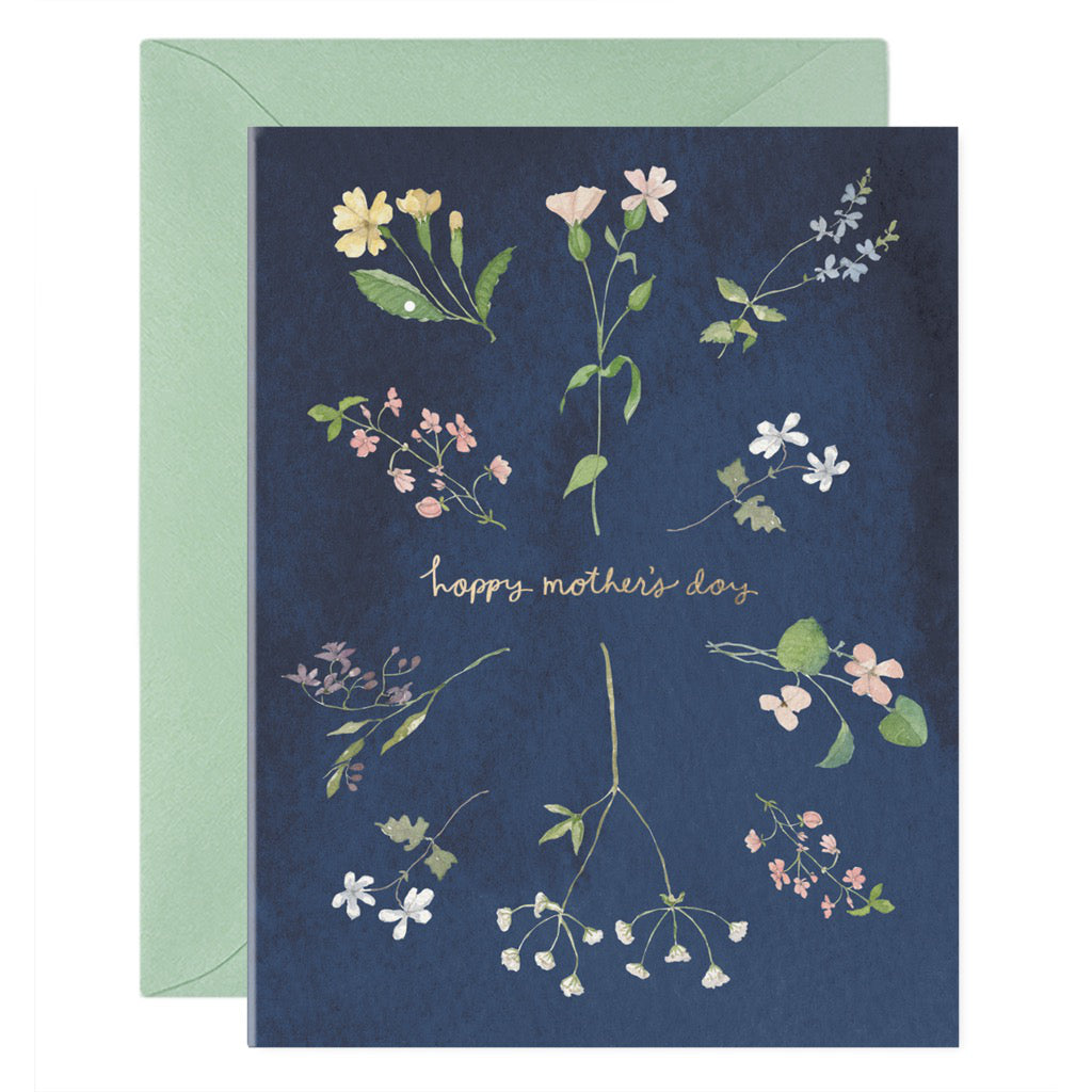 Happy Mother’s Day Blue With Flowers Card
