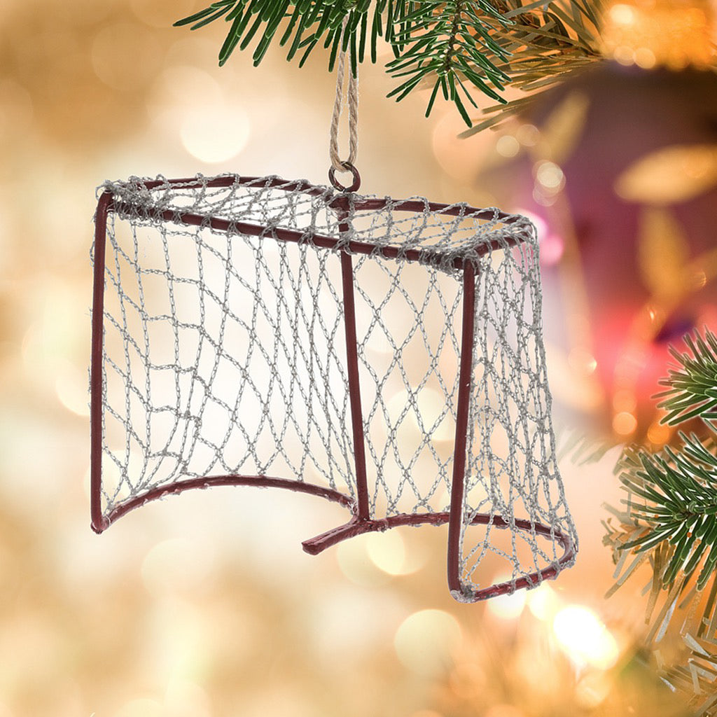 Hockey Net Ornament on Tree