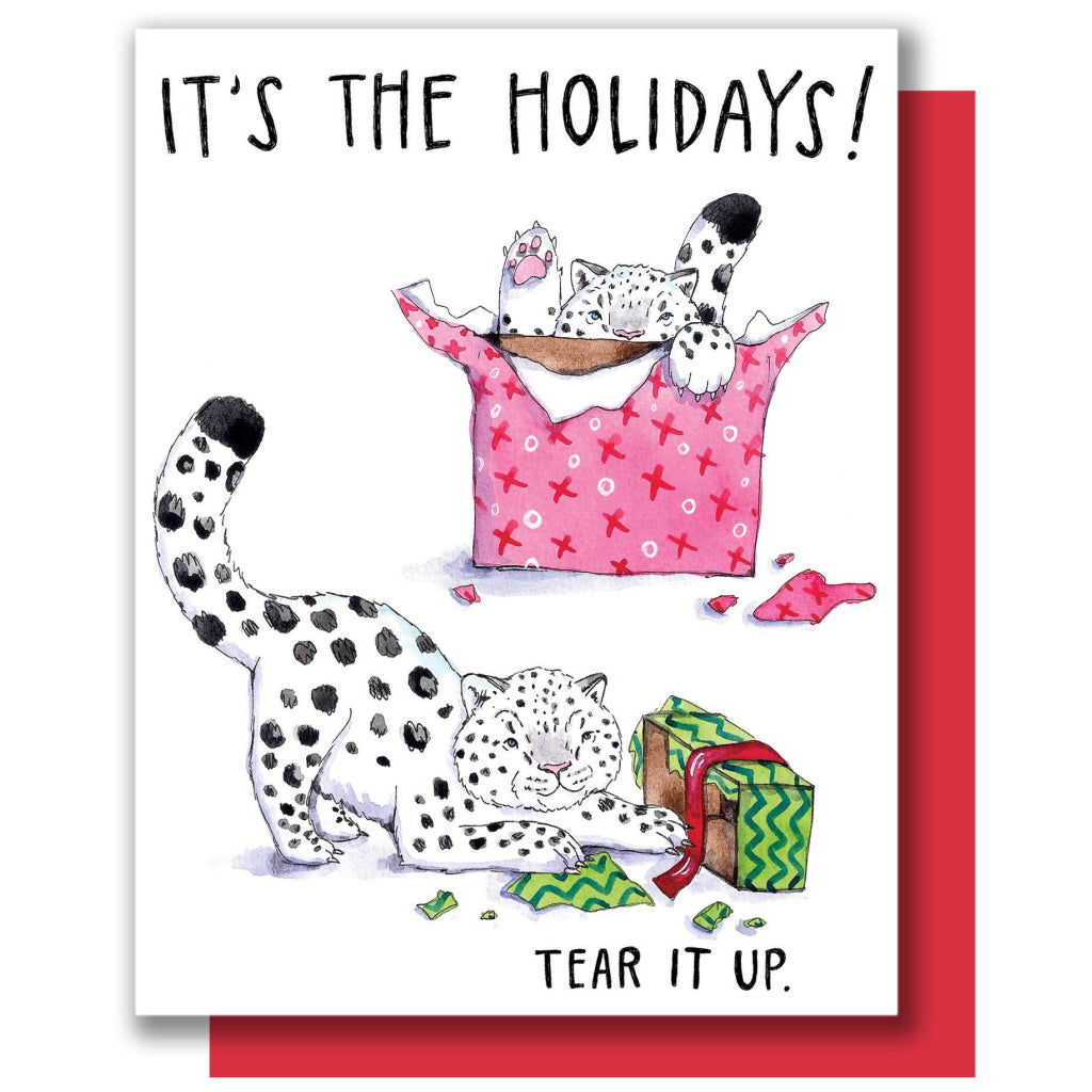 Holiday Snow Leopards Card